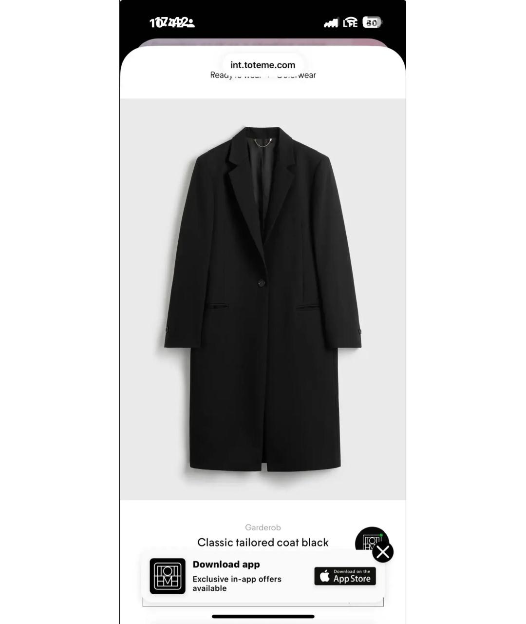 TOTEME Черное пальто, фото 8