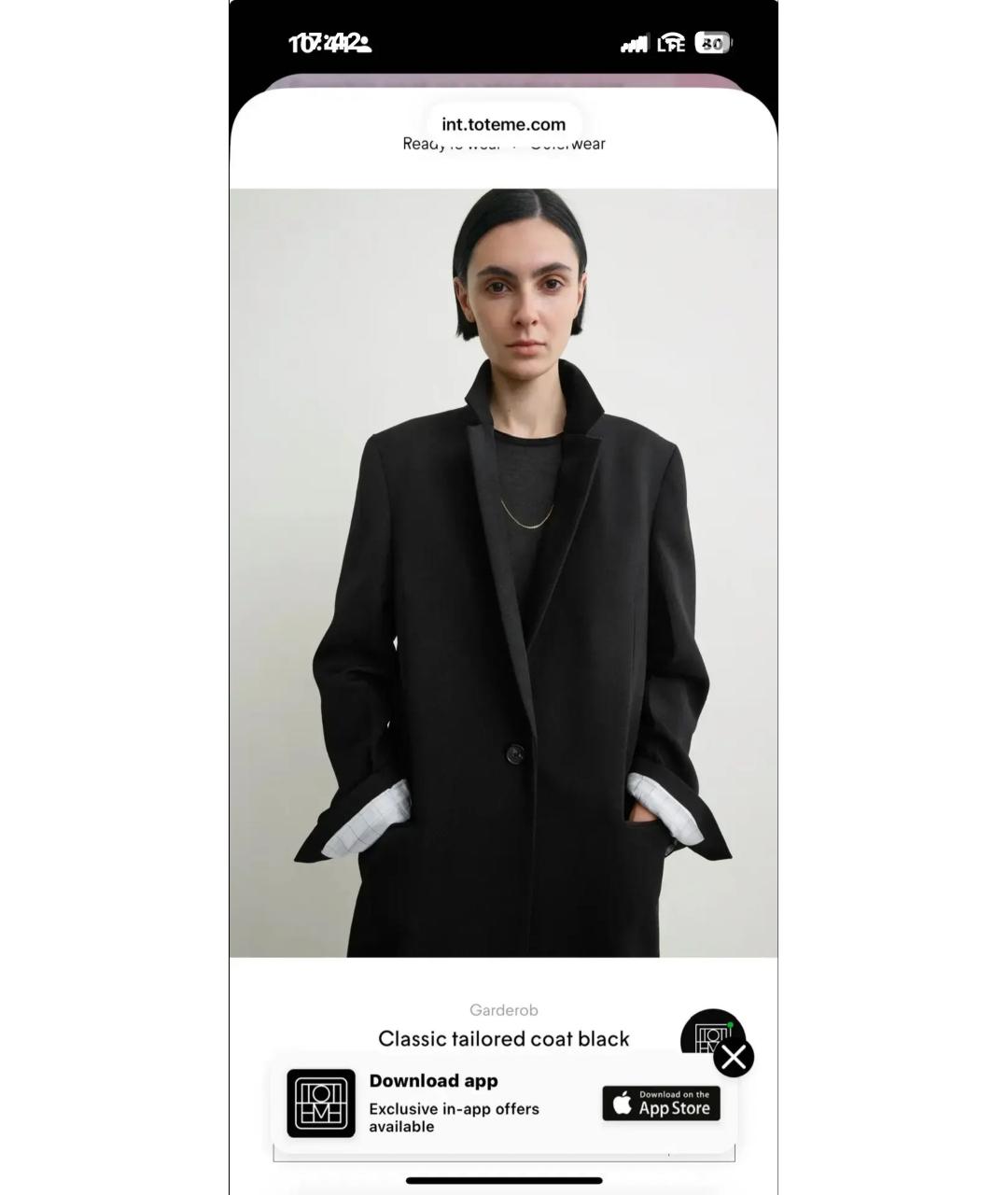 TOTEME Черное пальто, фото 7