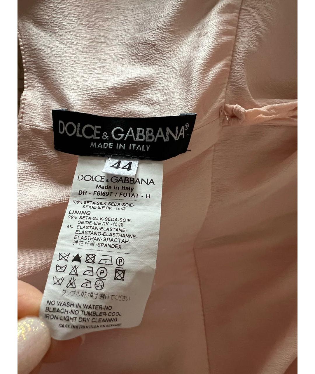 DOLCE&GABBANA Розовое шелковое коктейльное платье, фото 7