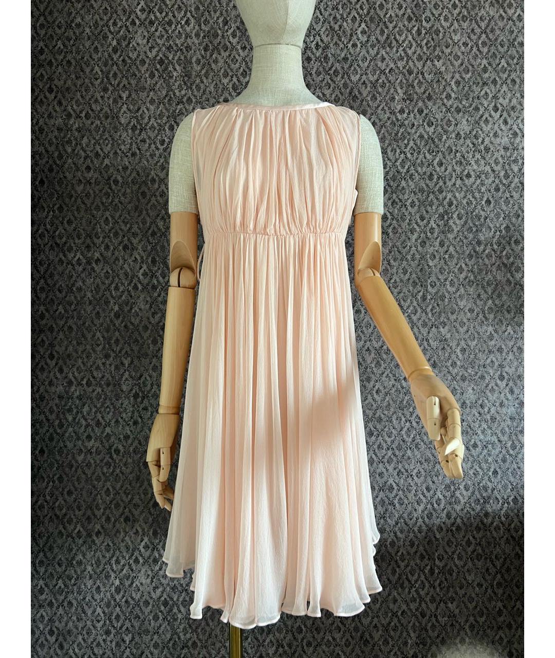 DOLCE&GABBANA Розовое шелковое коктейльное платье, фото 3