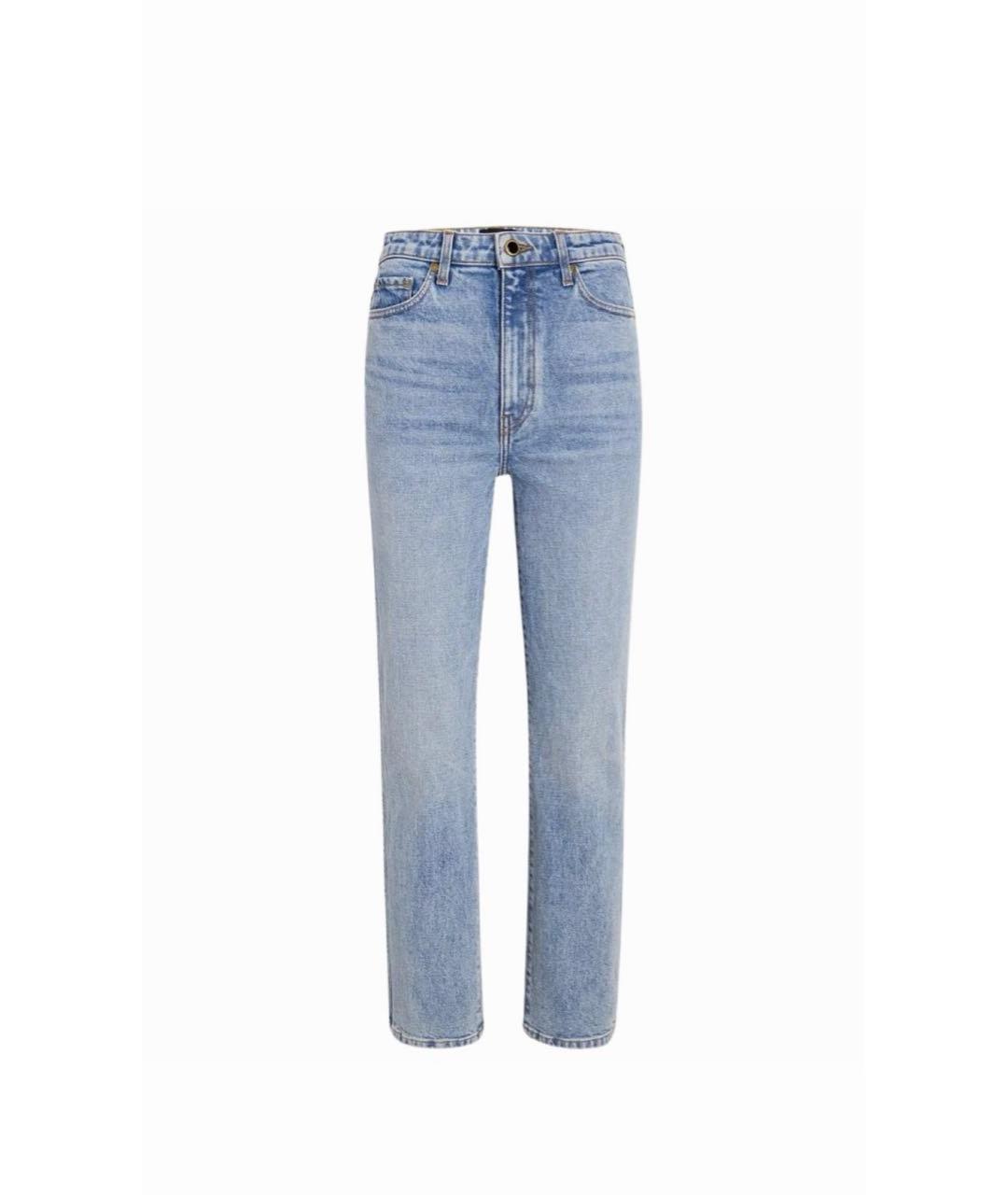 KHAITE Голубые хлопковые прямые джинсы, фото 5