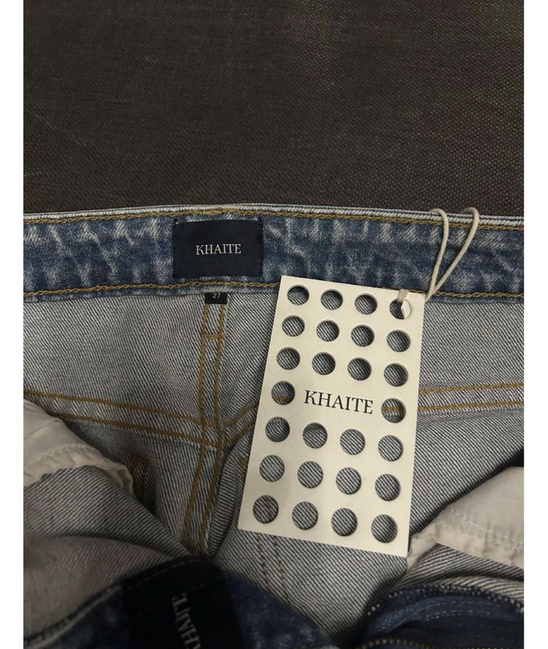KHAITE Голубые хлопковые прямые джинсы, фото 3