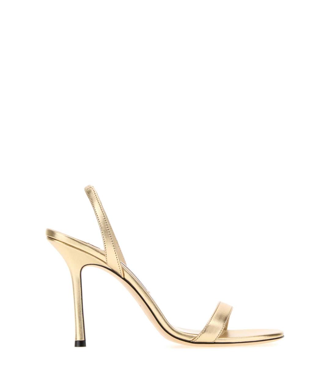 JIMMY CHOO Золотые кожаные босоножки, фото 1