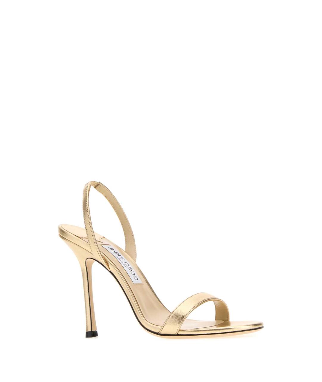 JIMMY CHOO Золотые кожаные босоножки, фото 2