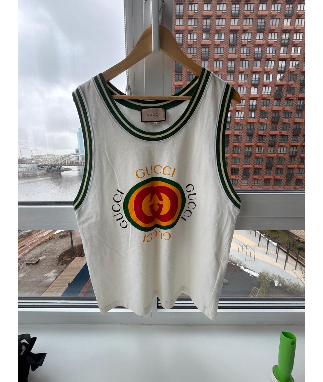 GUCCI Белая хлопковая майка, фото 5