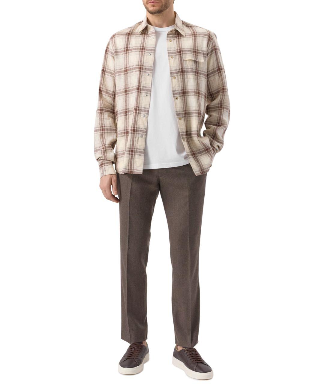 SANTONI Коричневые кожаные низкие кроссовки / кеды, фото 6