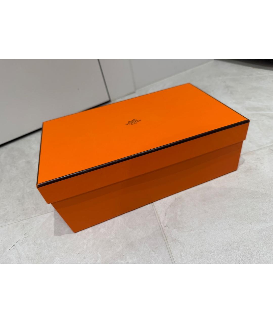 HERMES Черные кожаные шлепанцы, фото 5