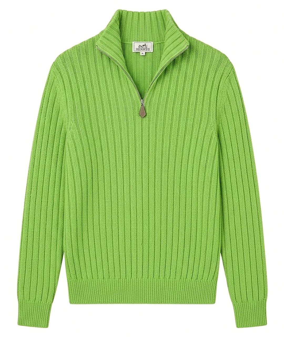 HERMES Зеленый шерстяной джемпер / свитер, фото 1