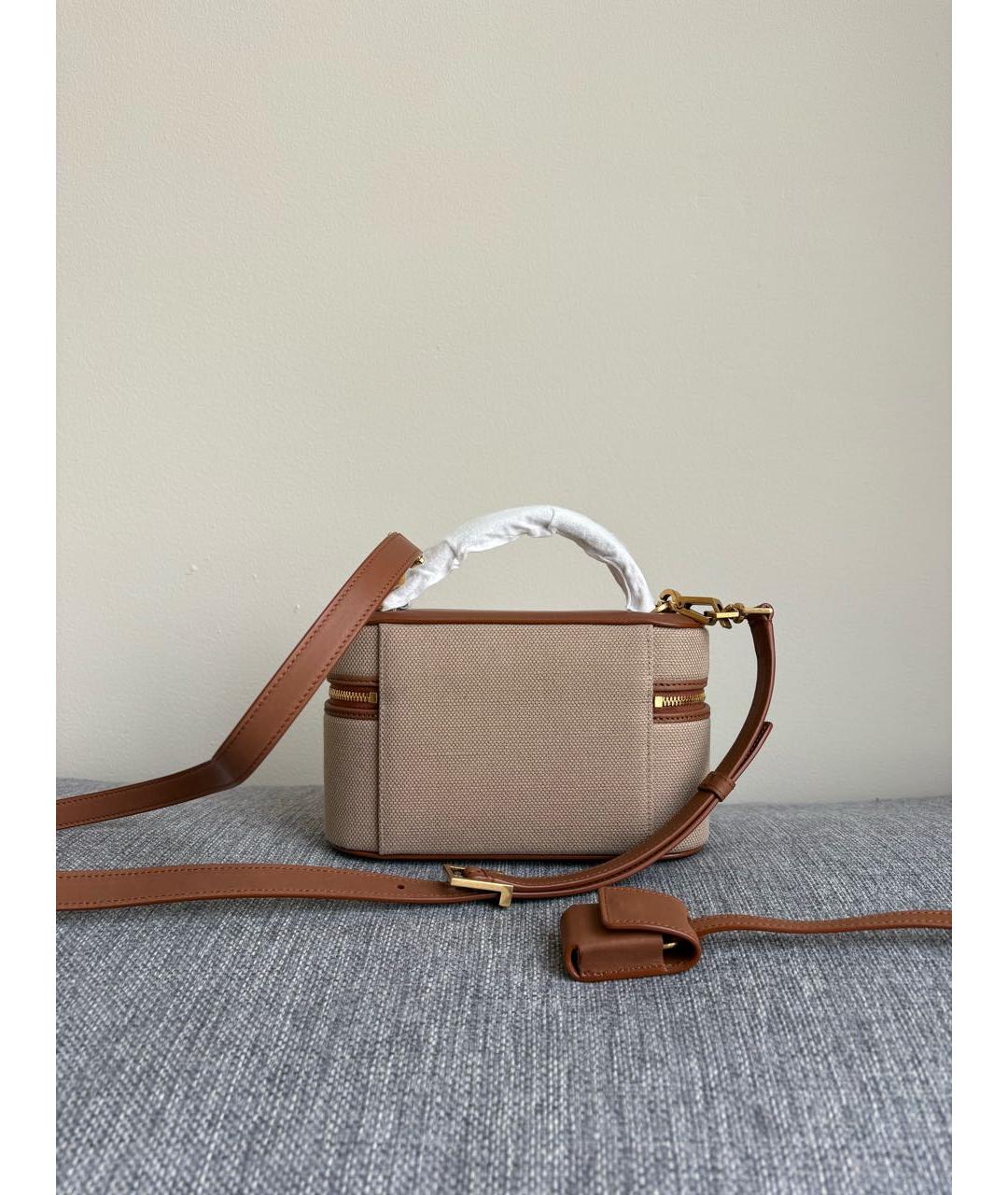 SAINT LAURENT Бежевая тканевая сумка через плечо, фото 3