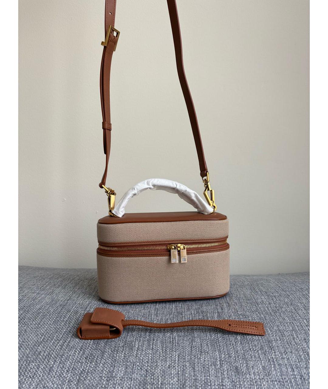 SAINT LAURENT Бежевая тканевая сумка через плечо, фото 5