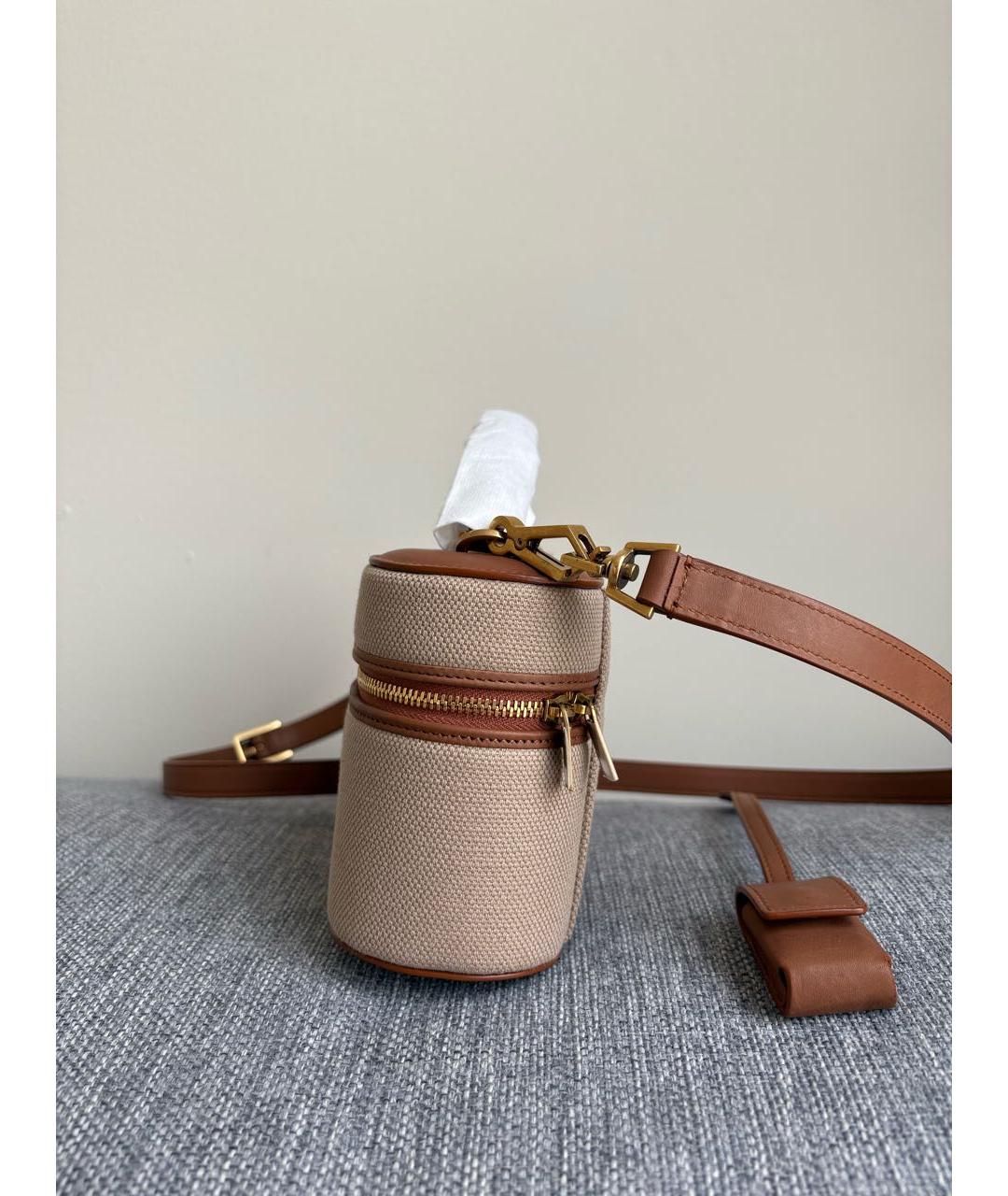 SAINT LAURENT Бежевая тканевая сумка через плечо, фото 2