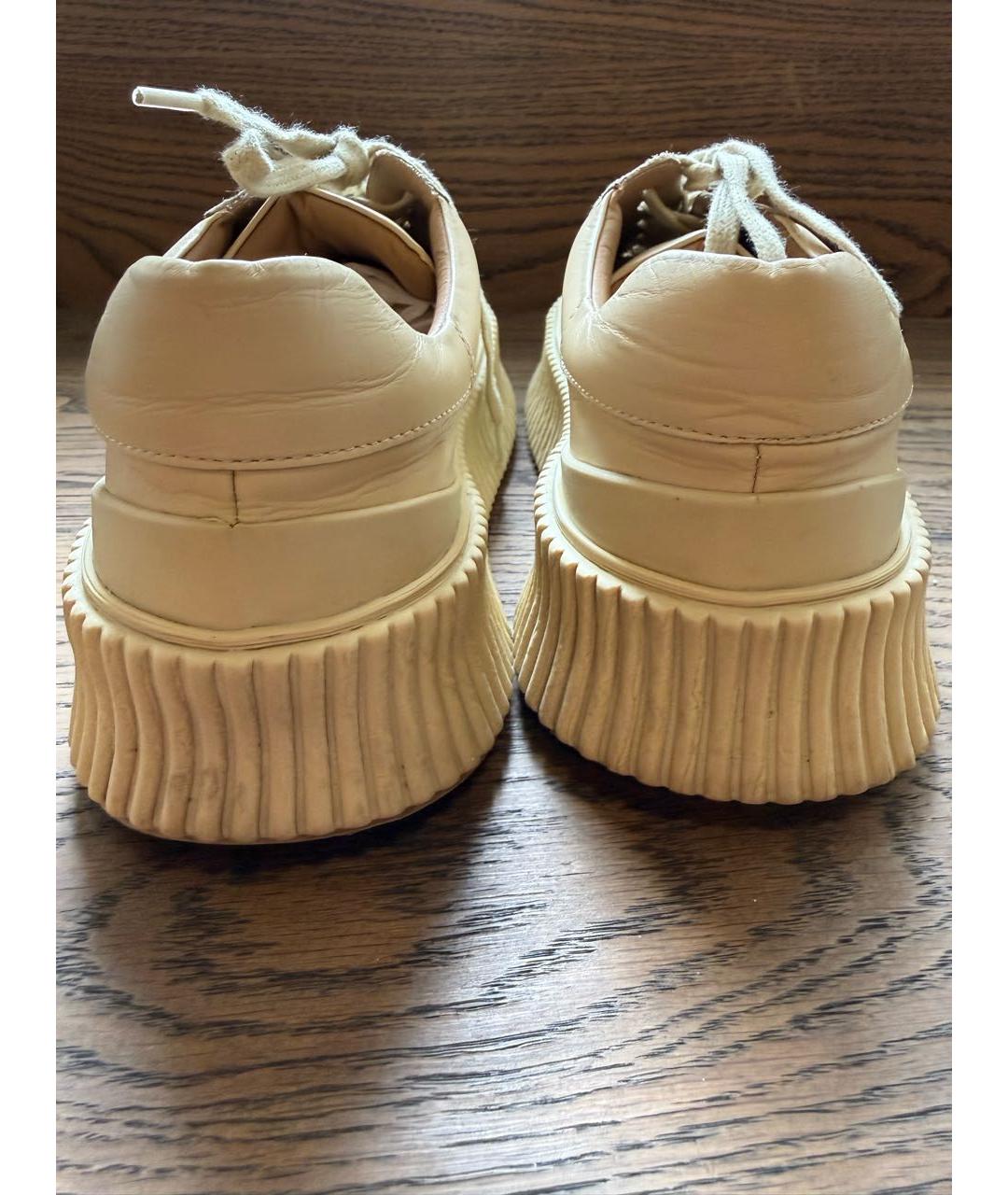 JIL SANDER Бежевые кожаные кеды, фото 3