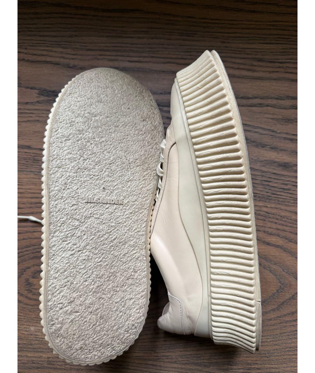 JIL SANDER Бежевые кожаные кеды, фото 4