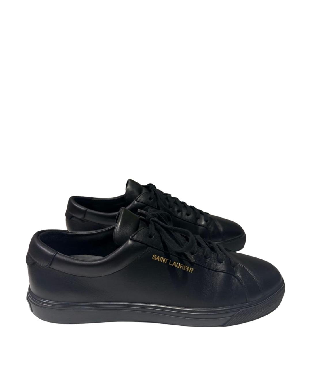 SAINT LAURENT Черные кожаные кеды, фото 1