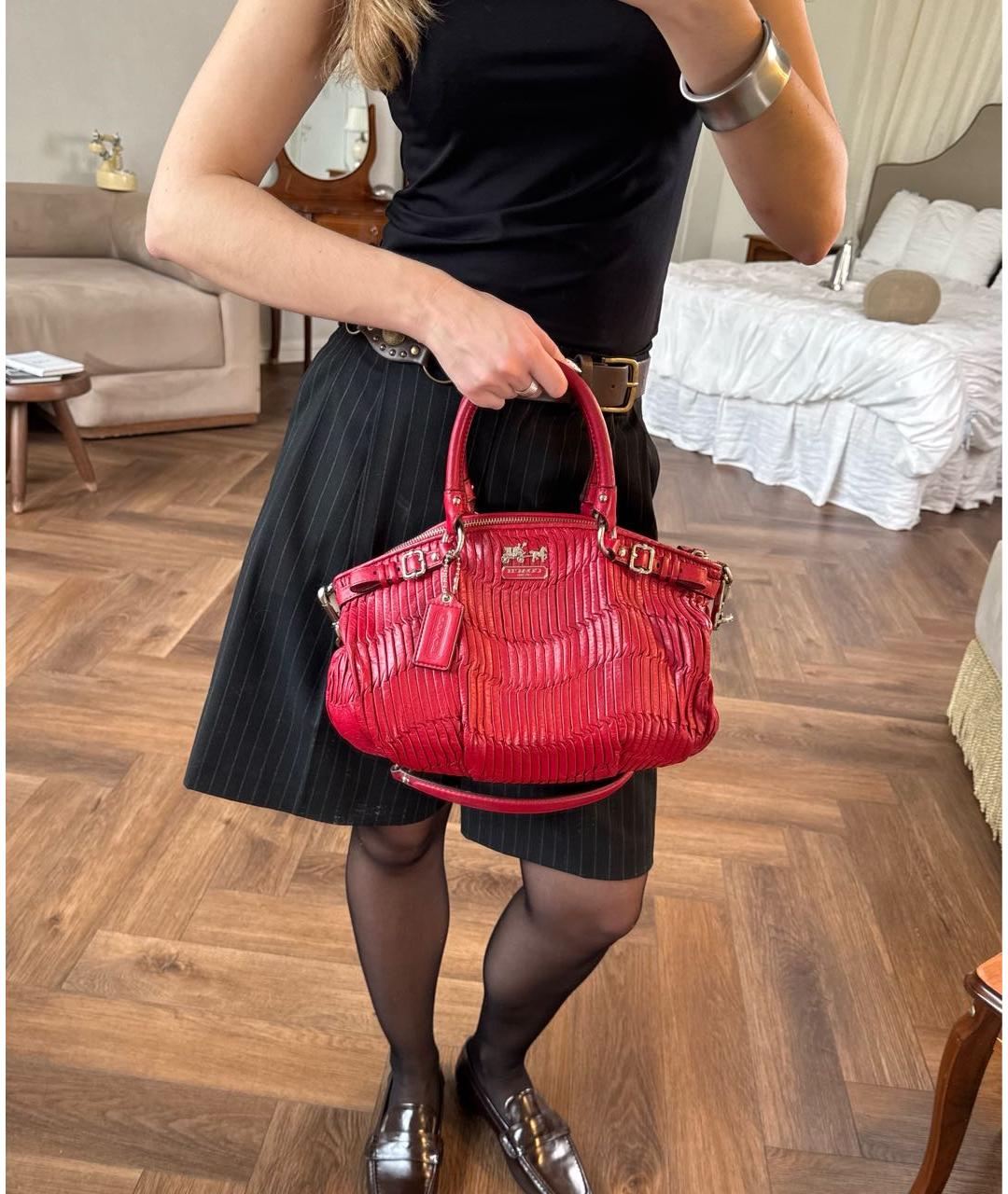 COACH Красная кожаная сумка тоут, фото 7