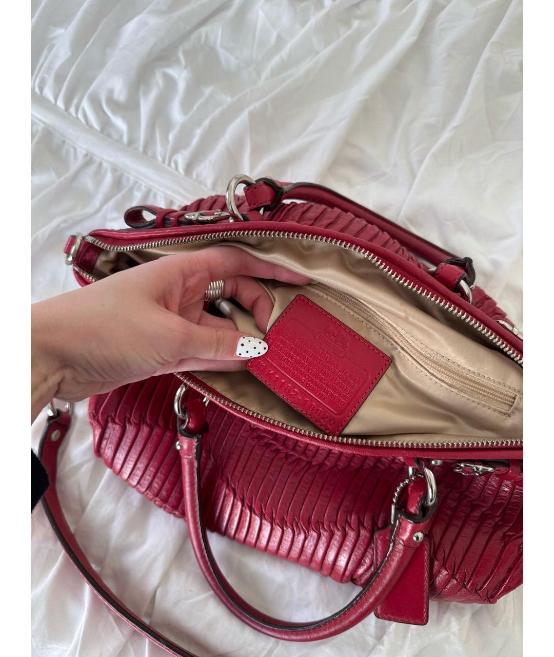 COACH Красная кожаная сумка тоут, фото 6