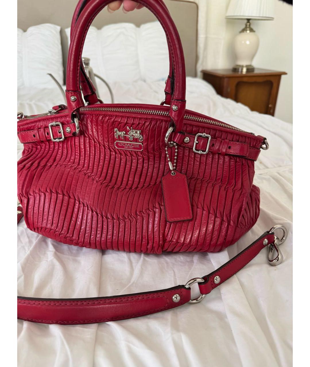 COACH Красная кожаная сумка тоут, фото 2