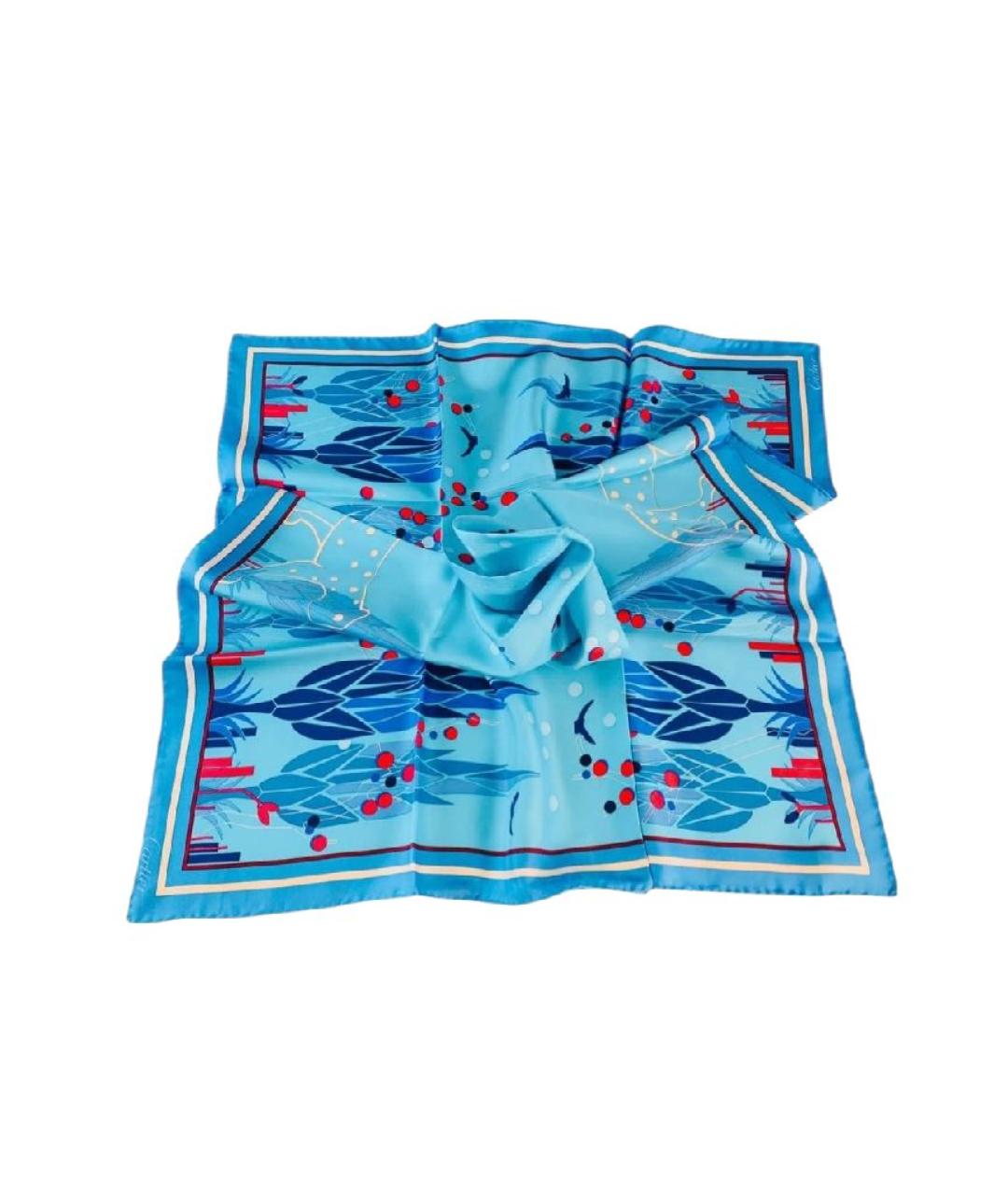 CARTIER Бирюзовый шелковый платок, фото 1