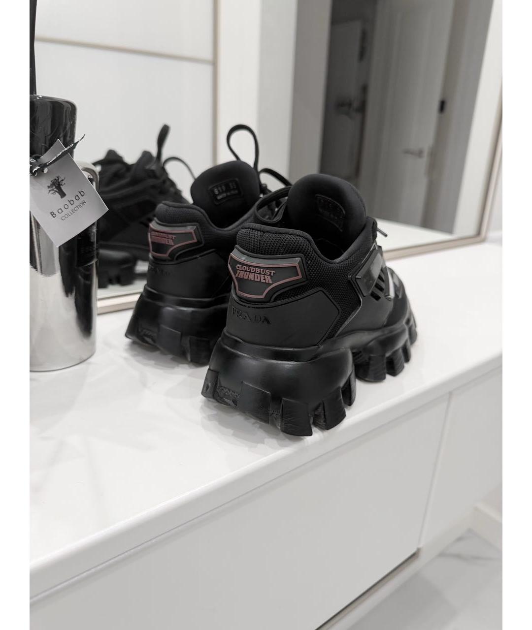 PRADA Черные текстильные кроссовки, фото 3