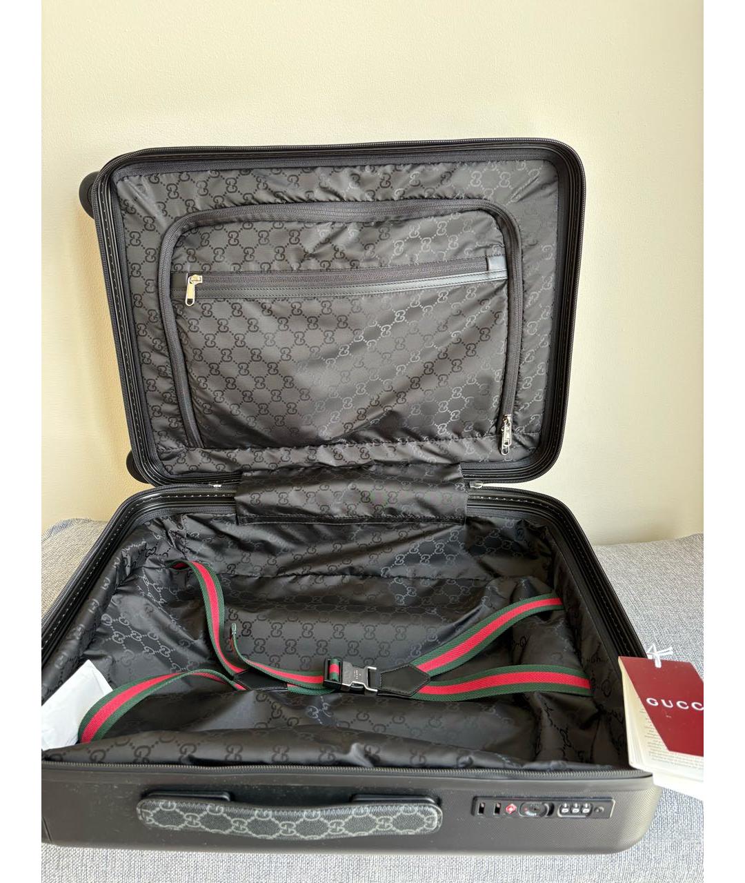 GUCCI Темно-синий кожаный чемодан, фото 4