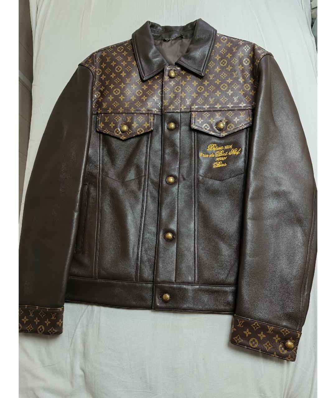 LOUIS VUITTON Коричневая кожаная куртка, фото 2