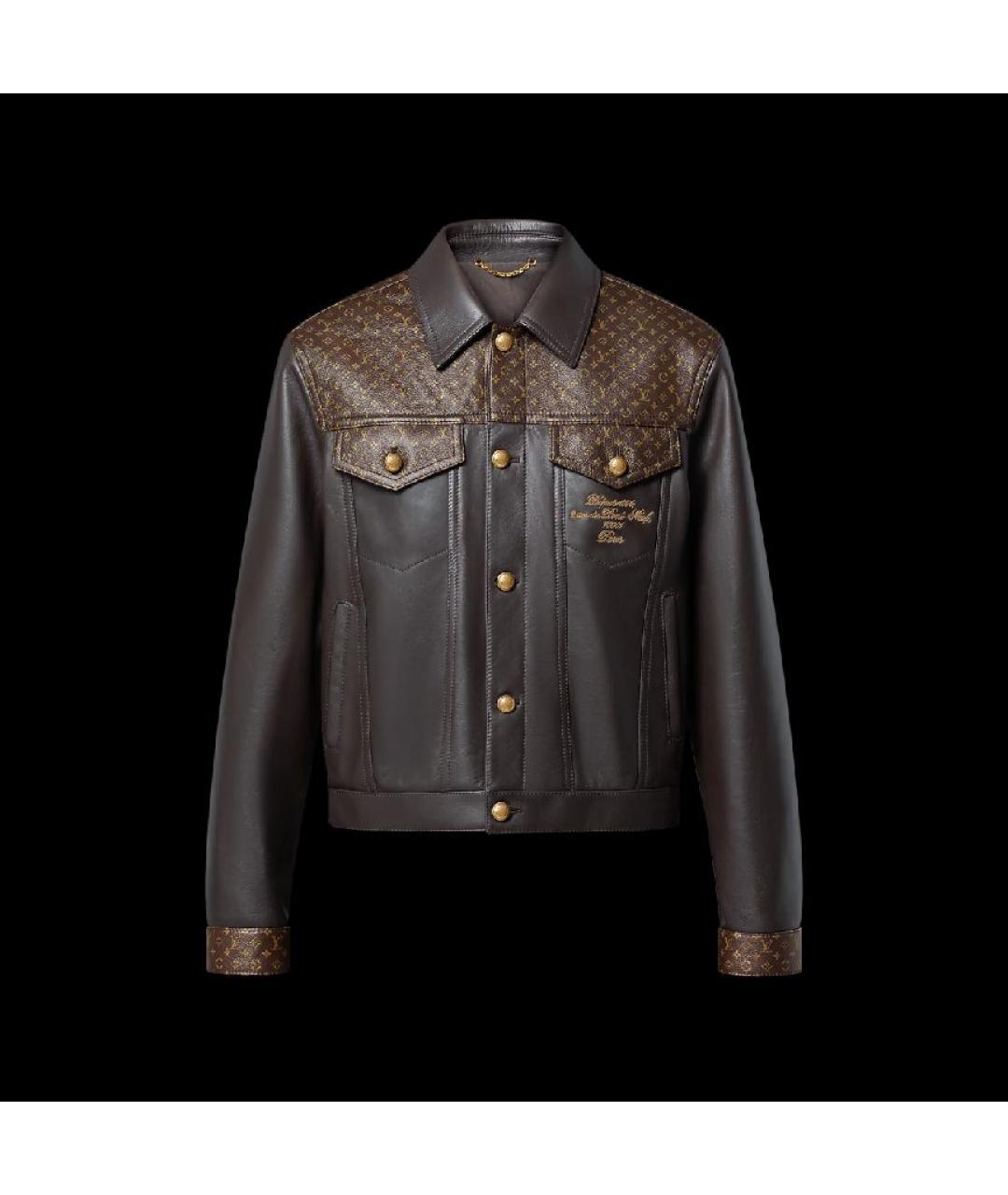 LOUIS VUITTON Коричневая кожаная куртка, фото 7