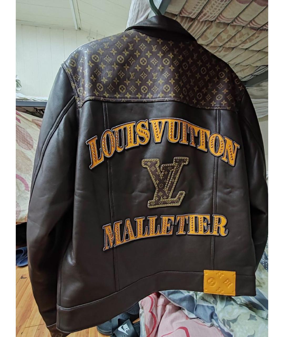 LOUIS VUITTON Коричневая кожаная куртка, фото 3