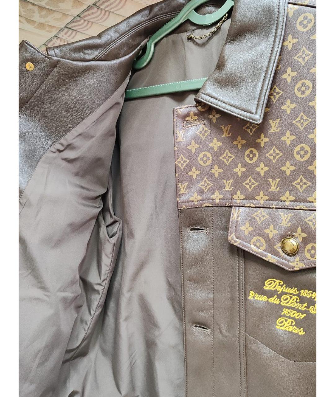 LOUIS VUITTON Коричневая кожаная куртка, фото 6