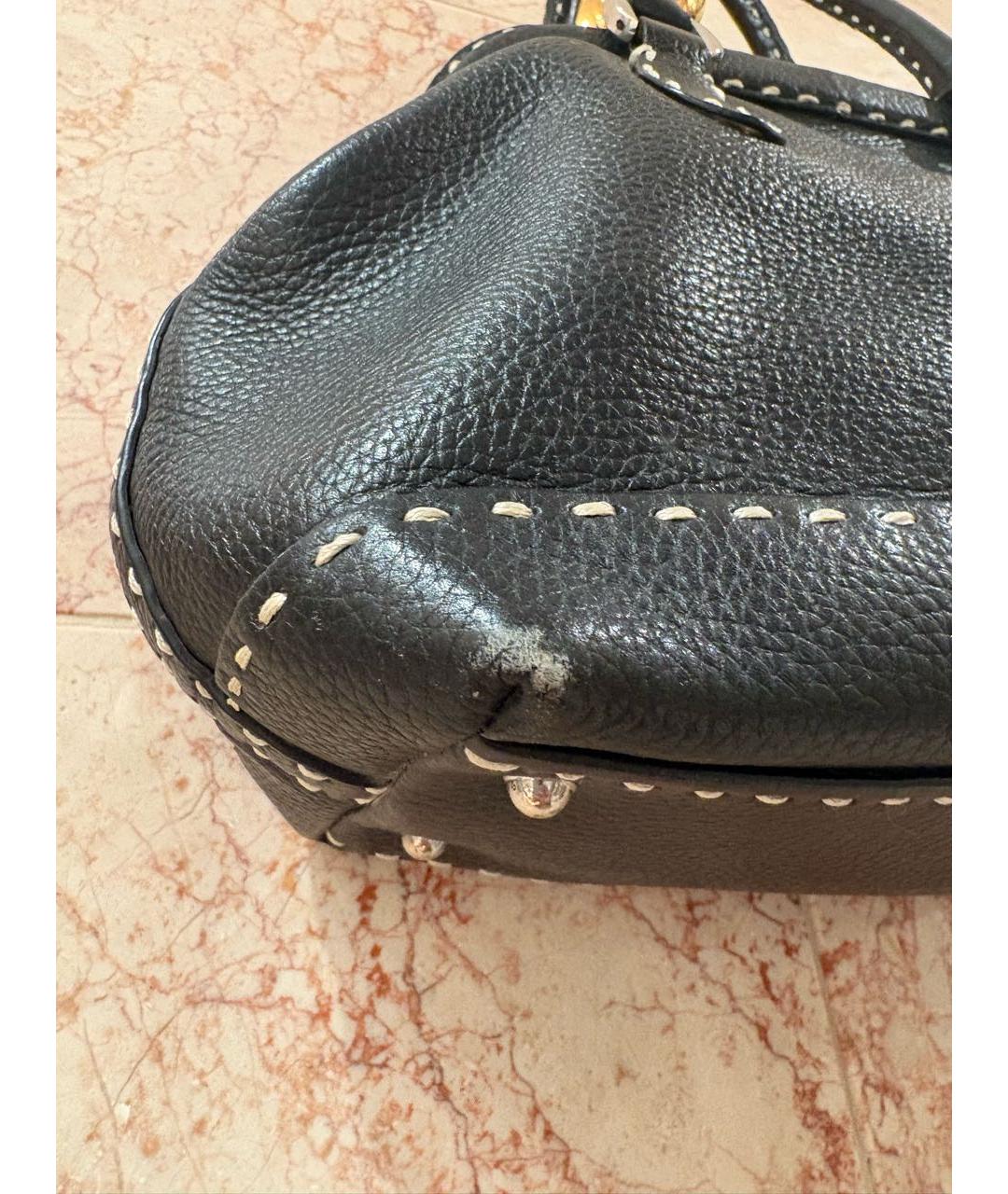 FENDI Черная кожаная сумка с короткими ручками, фото 7