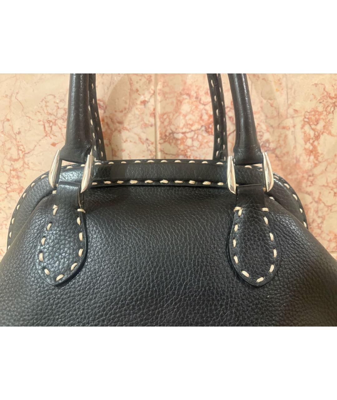 FENDI Черная кожаная сумка с короткими ручками, фото 8