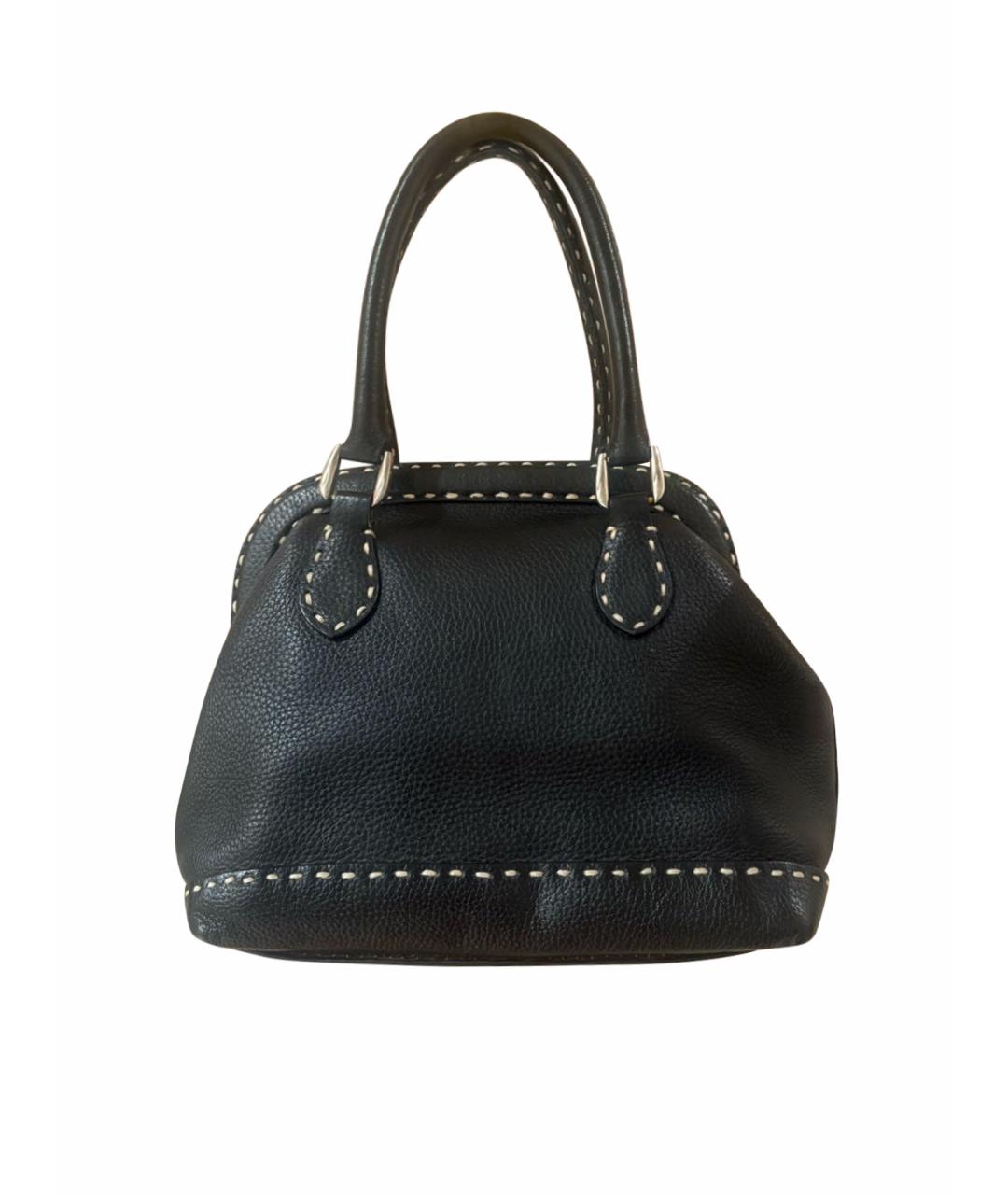 FENDI Черная кожаная сумка с короткими ручками, фото 1