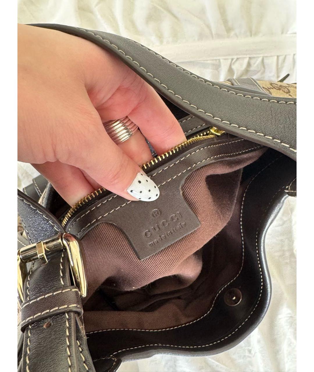 GUCCI Коричневая кожаная сумка тоут, фото 4