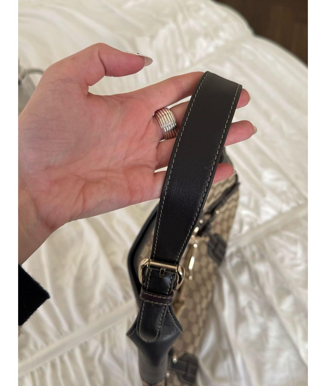 GUCCI Коричневая кожаная сумка тоут, фото 5