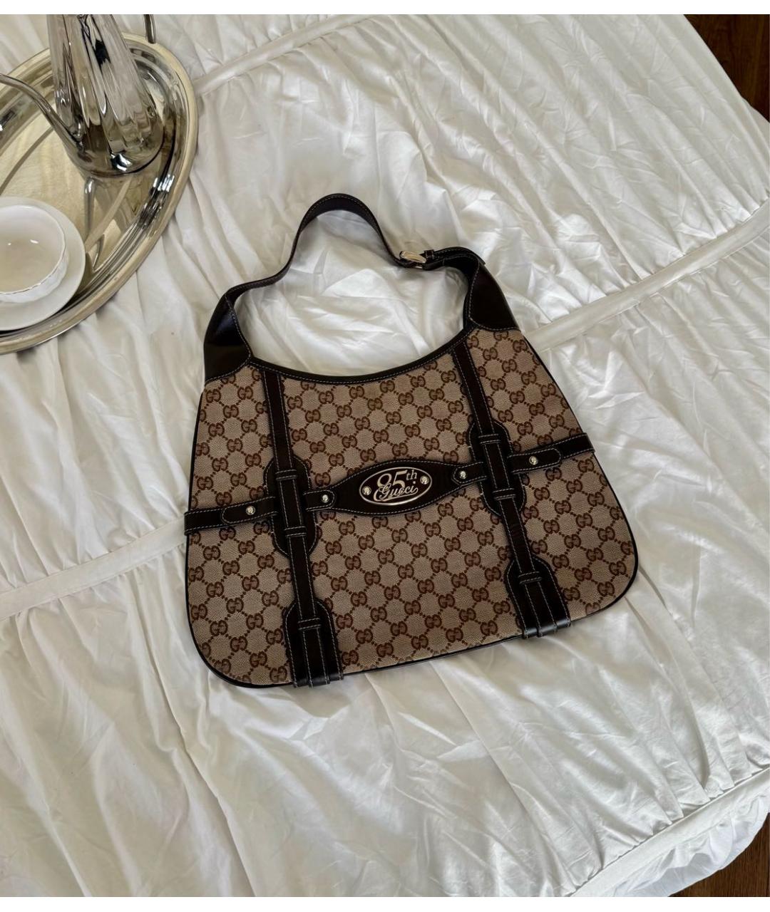 GUCCI Коричневая кожаная сумка тоут, фото 6