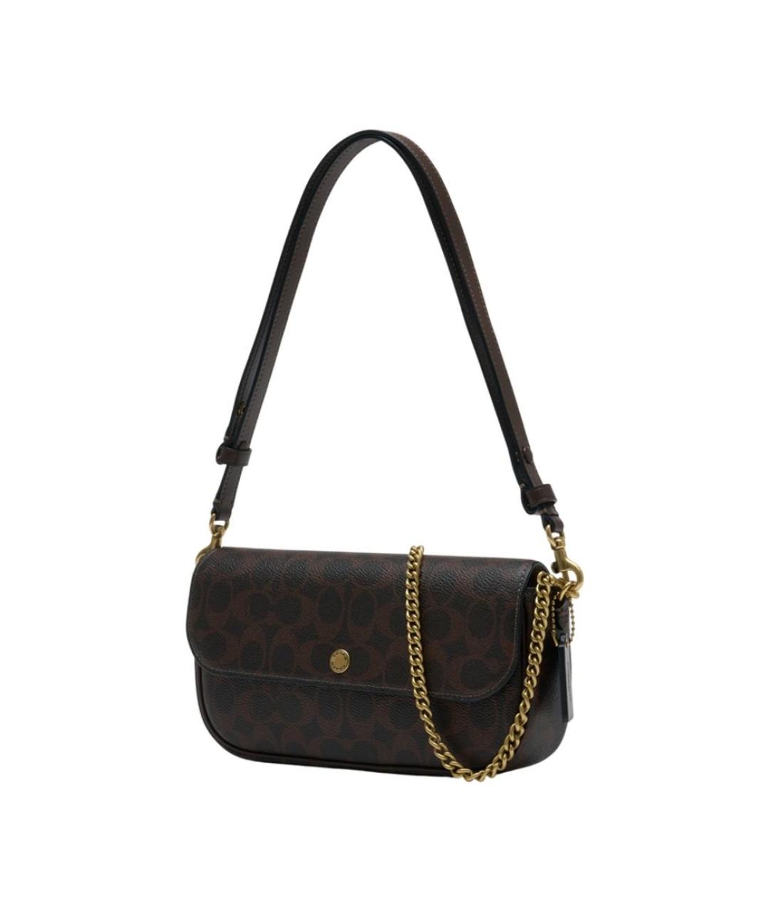 COACH Коричневая синтетическая сумка с короткими ручками, фото 2