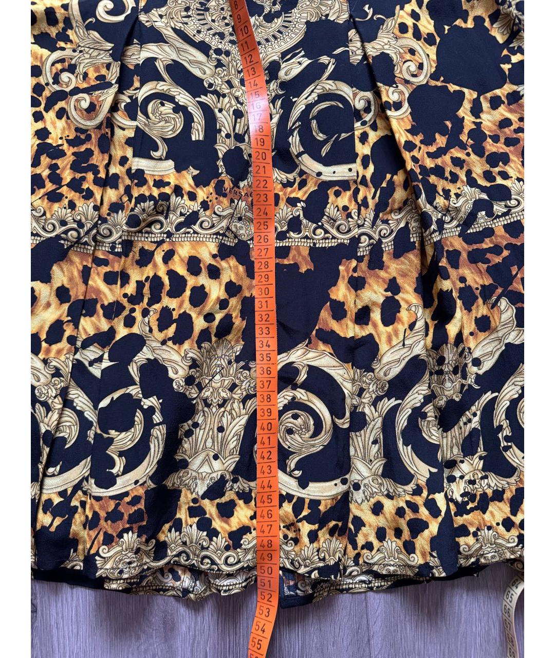 VERSACE Желтая шелковая юбка мини, фото 6