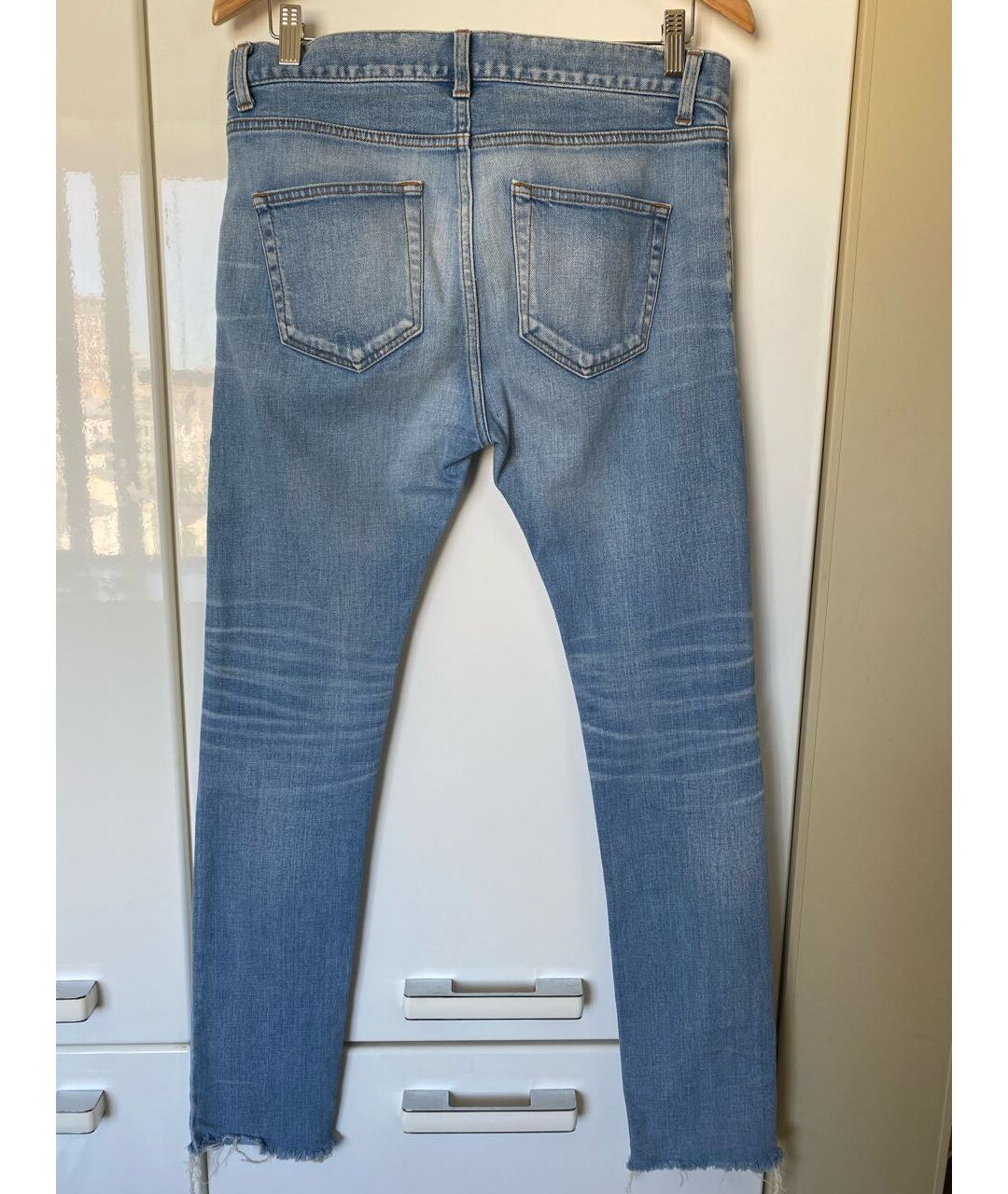 BALENCIAGA Голубые хлопко-эластановые джинсы слим, фото 2