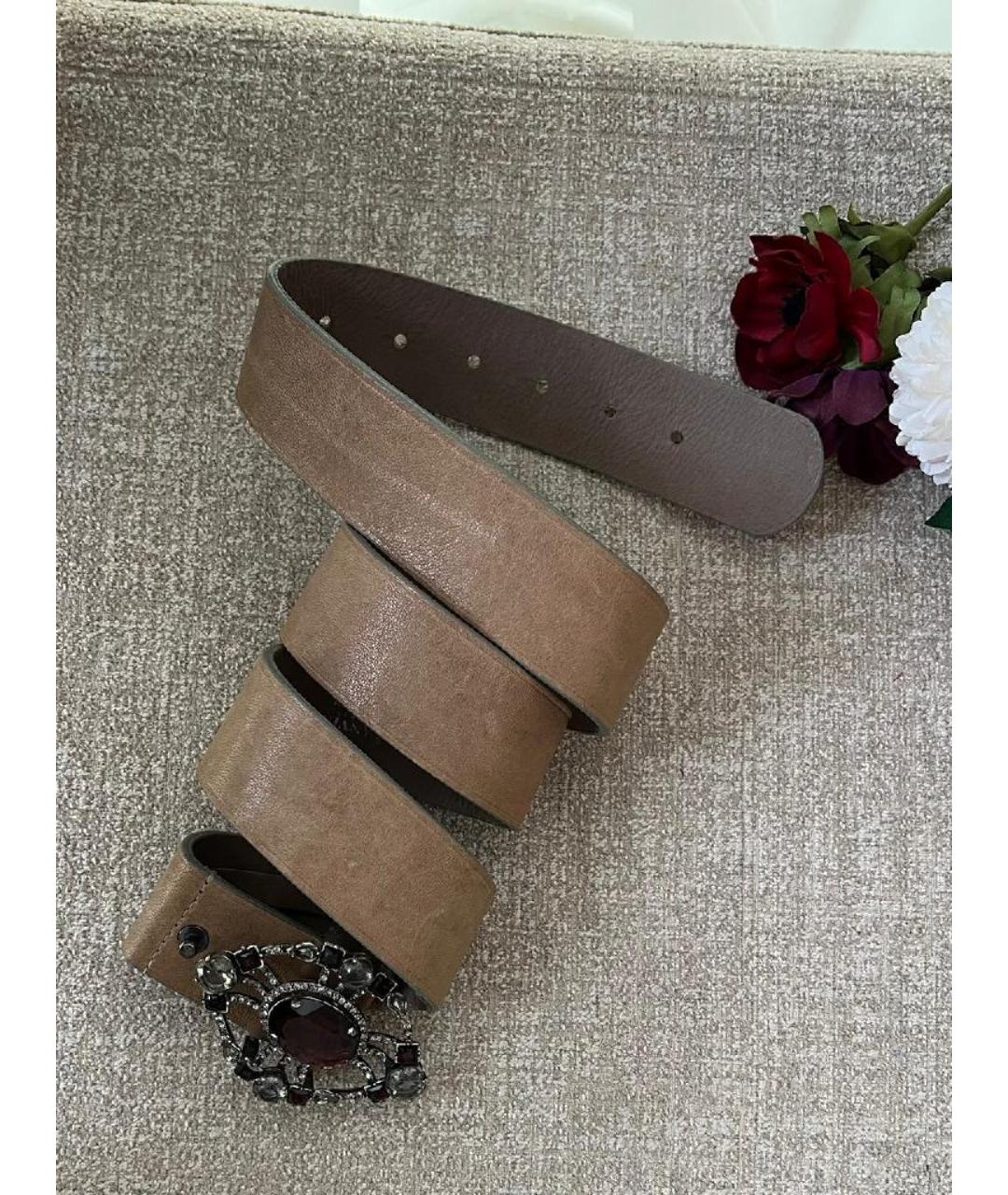 RALPH LAUREN Бежевый кожаный ремень, фото 8