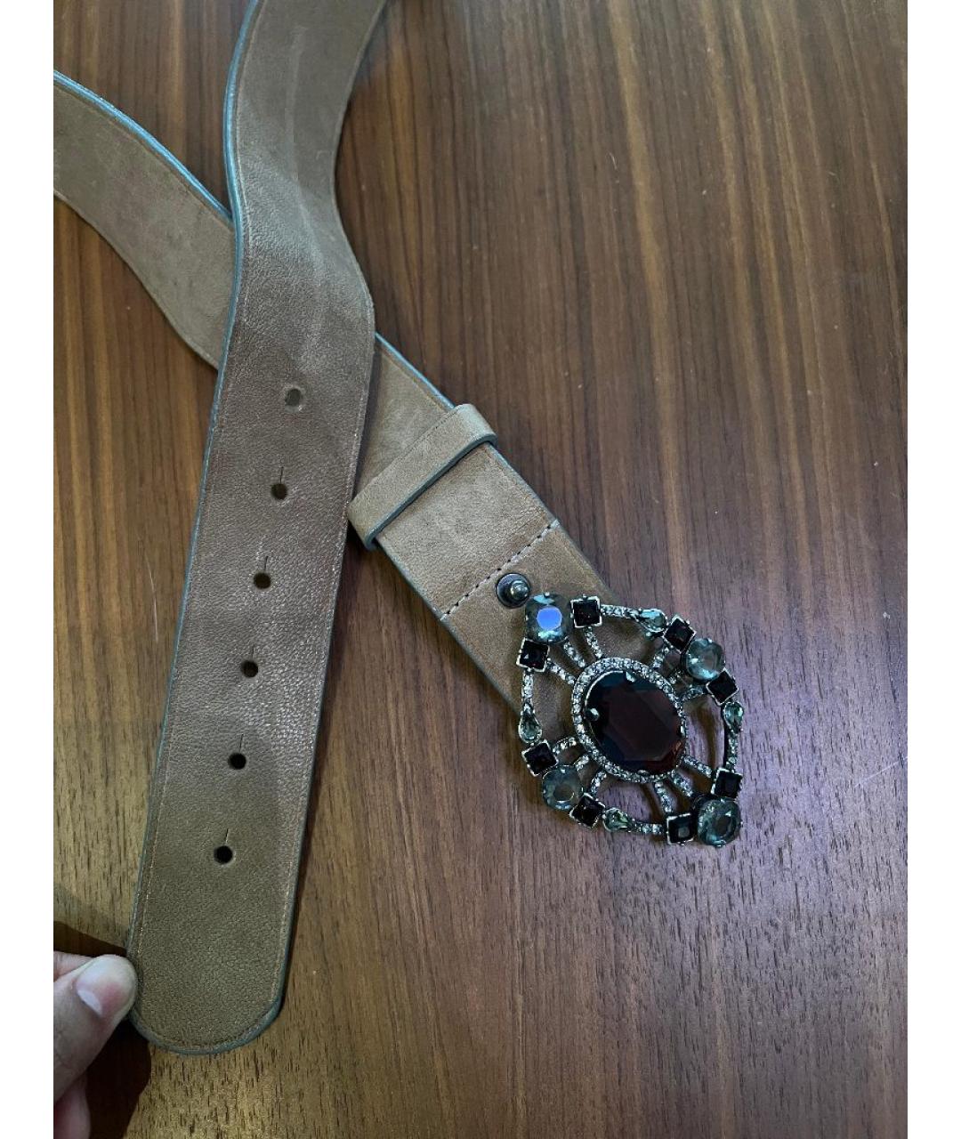 RALPH LAUREN Бежевый кожаный ремень, фото 2