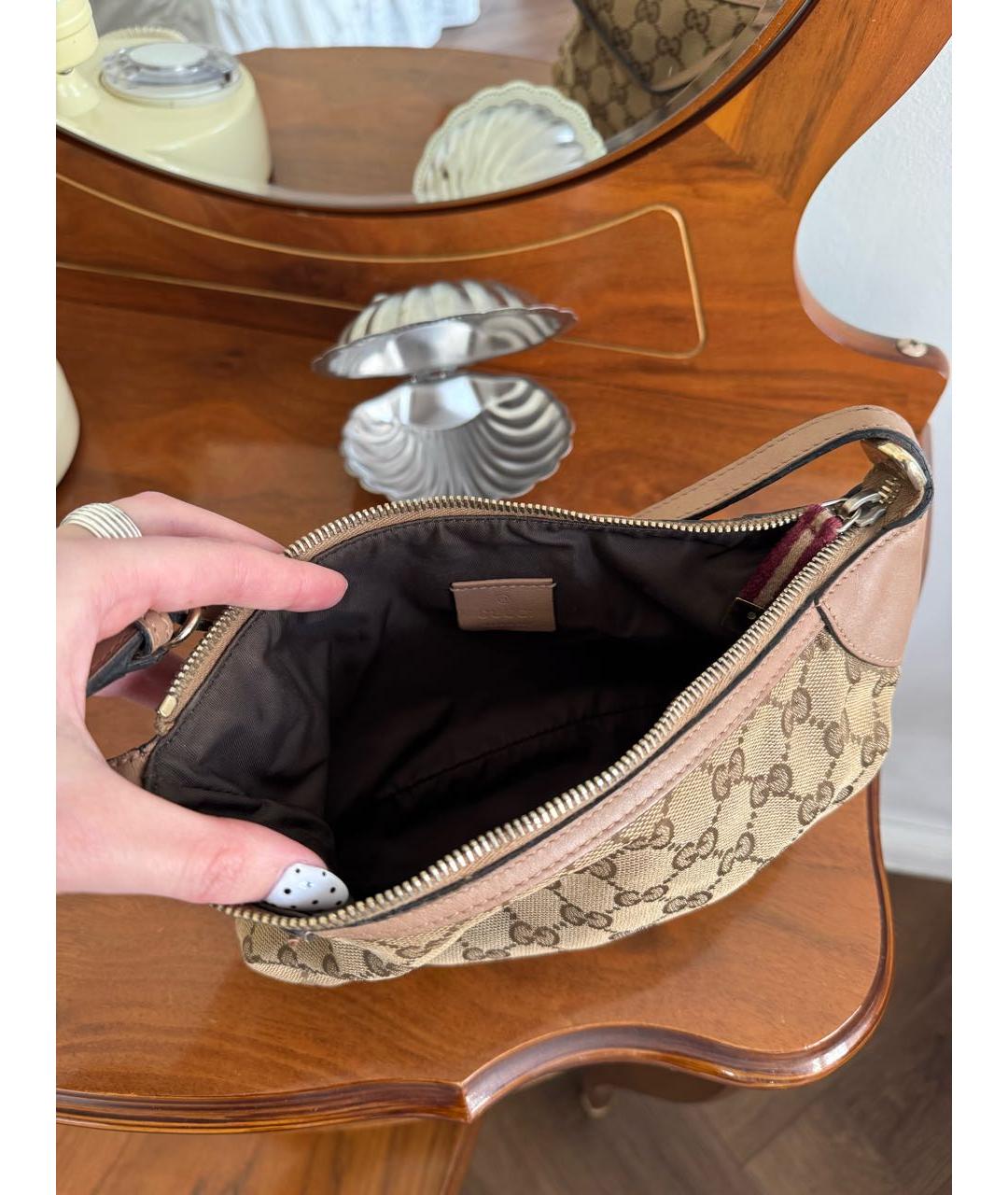 GUCCI Коричневая кожаная сумка с короткими ручками, фото 5