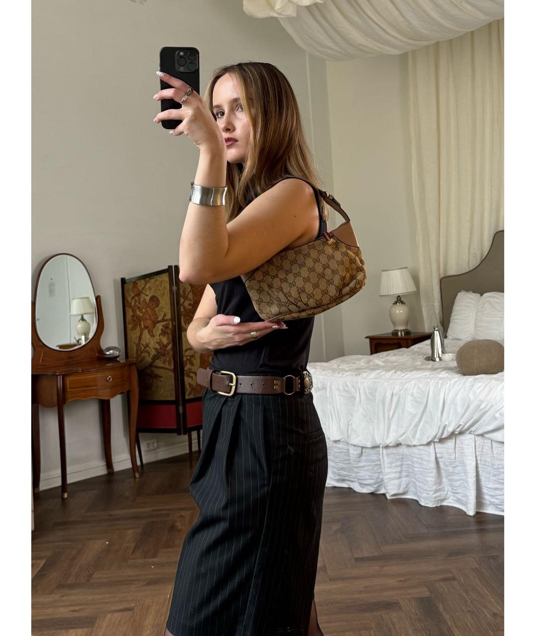 GUCCI Коричневая кожаная сумка с короткими ручками, фото 6