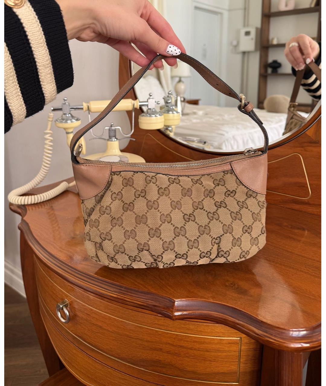 GUCCI Коричневая кожаная сумка с короткими ручками, фото 3