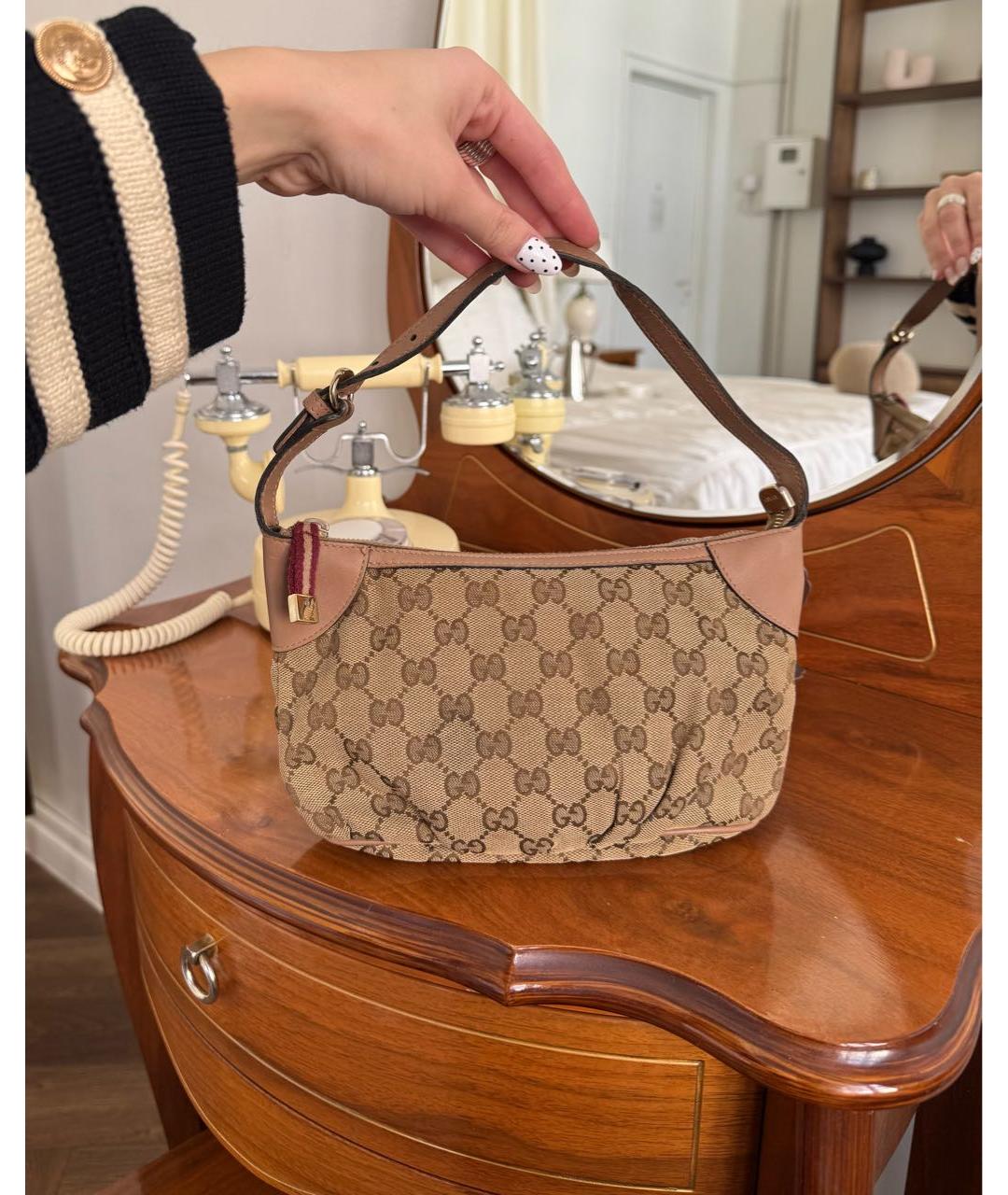 GUCCI Коричневая кожаная сумка с короткими ручками, фото 8