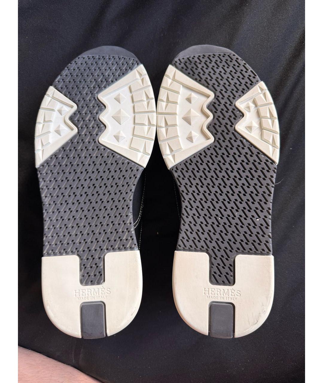 HERMES Черные кожаные низкие кроссовки / кеды, фото 4