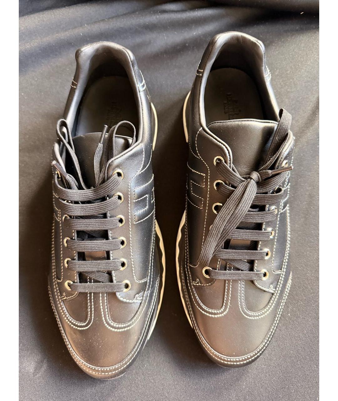 HERMES Черные кожаные низкие кроссовки / кеды, фото 3