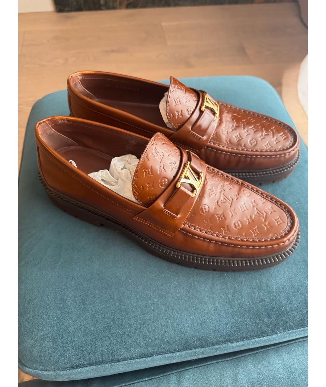 LOUIS VUITTON Коричневые кожаные лоферы, фото 5