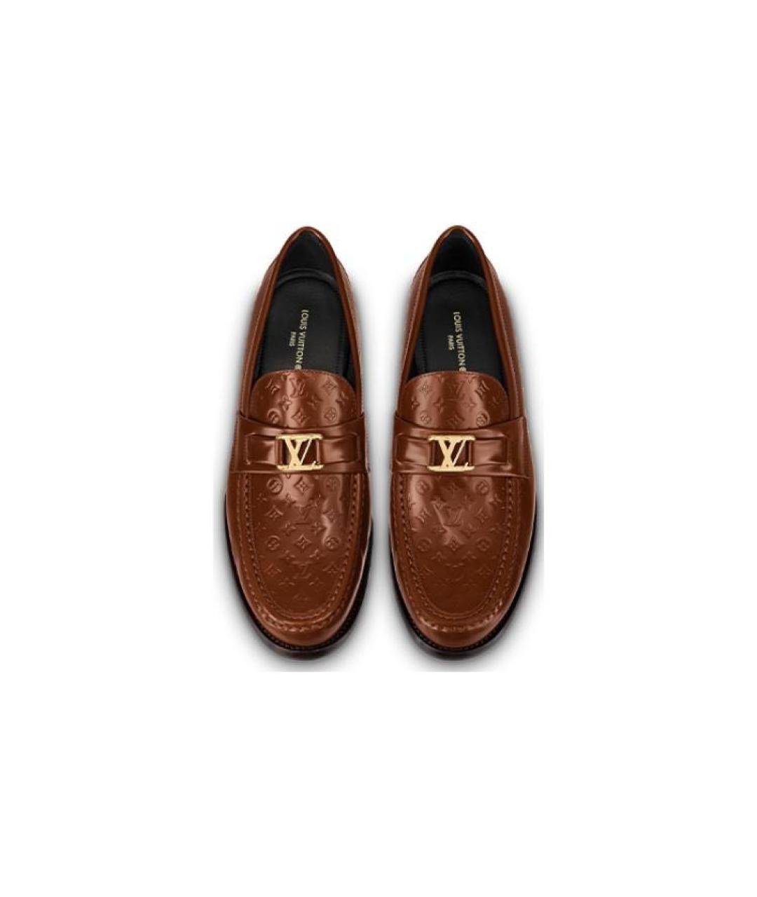 LOUIS VUITTON Коричневые кожаные лоферы, фото 2