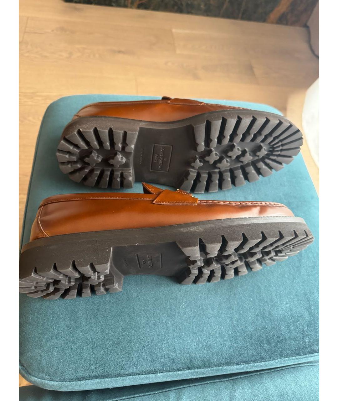 LOUIS VUITTON Коричневые кожаные лоферы, фото 3