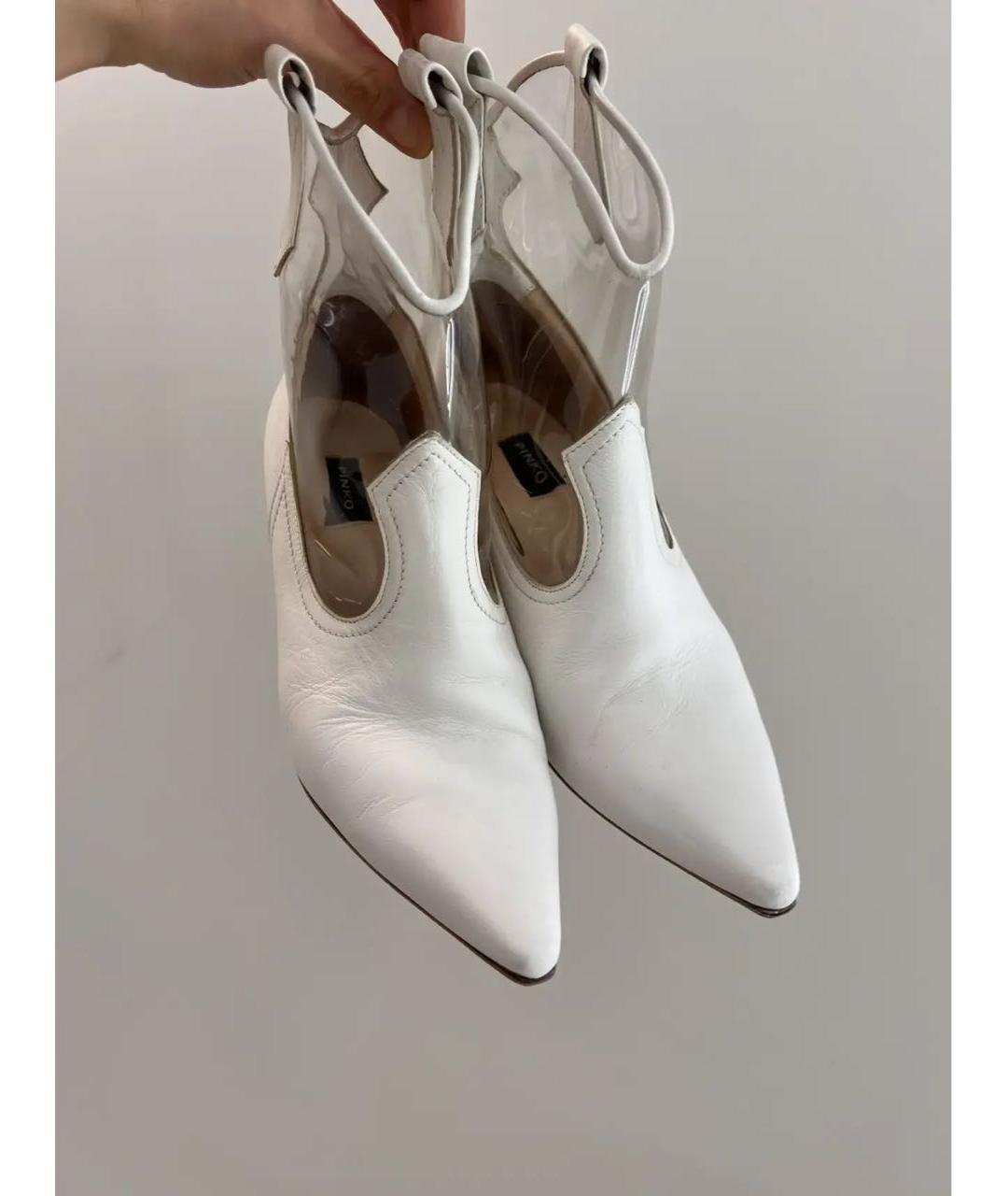 PINKO Белые кожаные ботильоны, фото 6