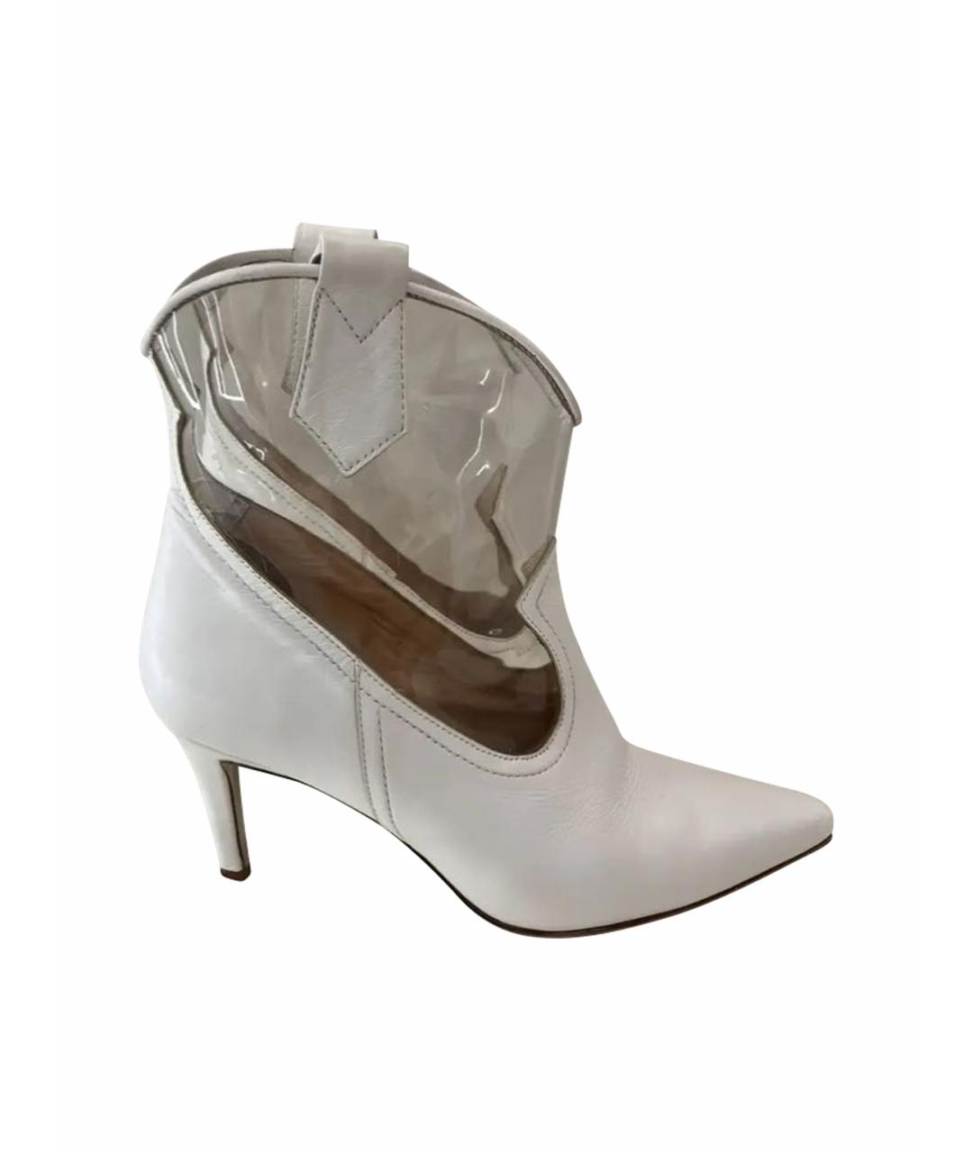 PINKO Белые кожаные ботильоны, фото 1